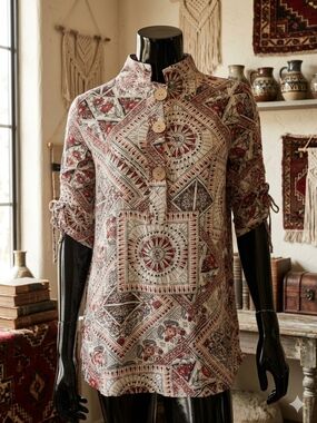 John Mark Geometric Print Blouse Size Small